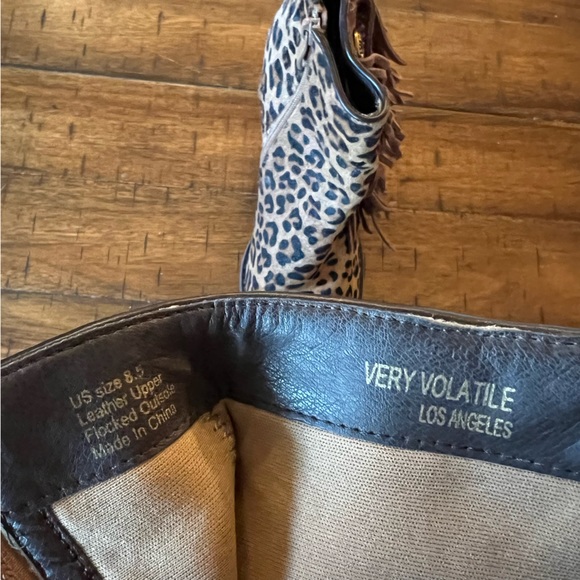 Leopard Fringe Booties - Women’s 8.5 - 4” Wedge Heel - western country boho cow - Picture 7 of 9